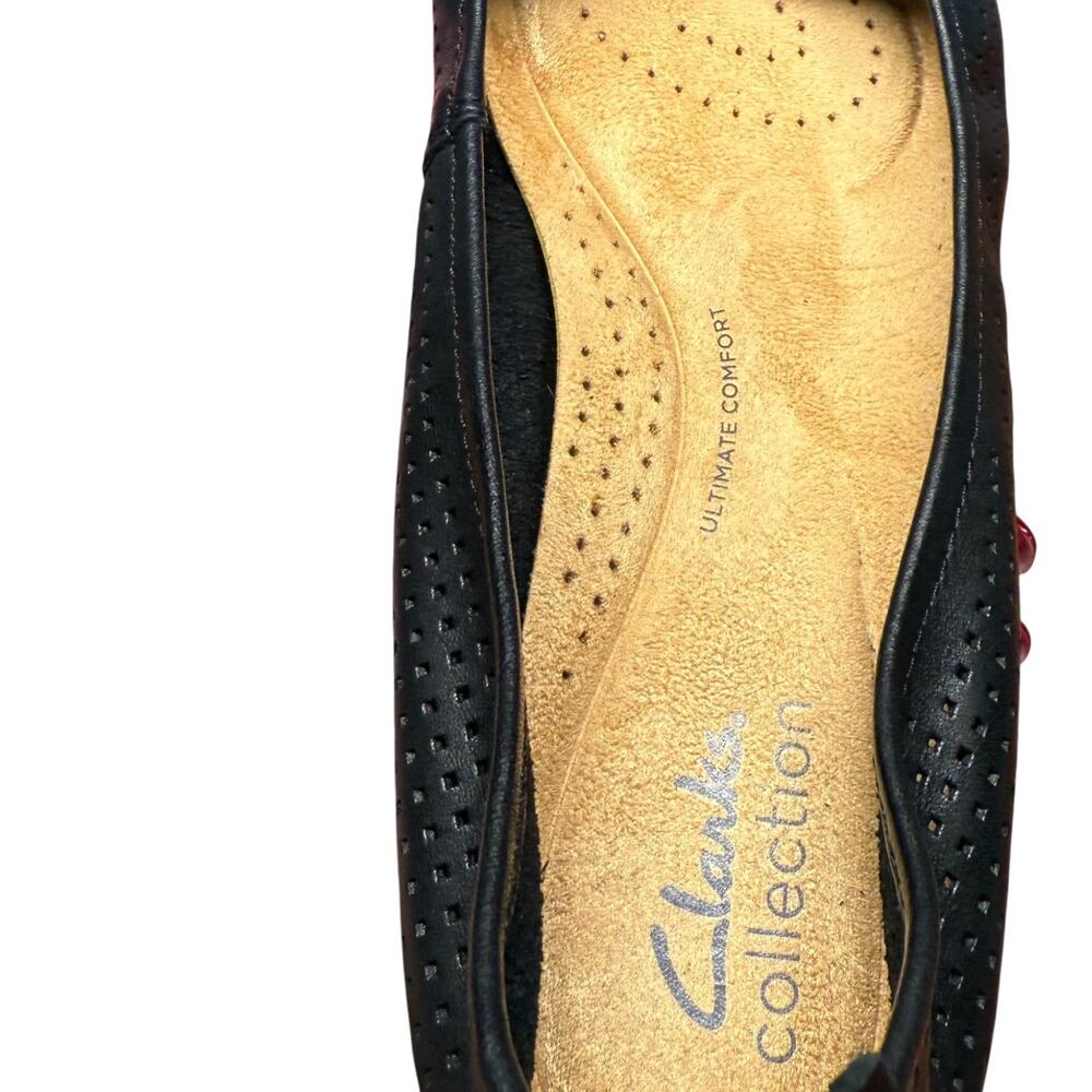 CLARKS Jenette Ease Perforated Women's 7.5 Black Leather Super Flex Ballet Flats - Picture 11 of 12
